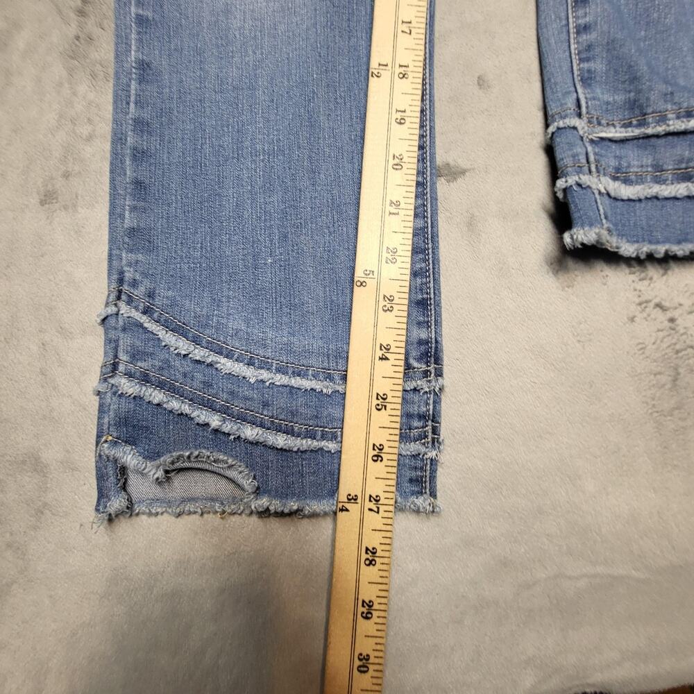 1822 Denim Jeans‎ Womens 10 Blue Light Wash Straight Fringe Distressed Stretch - Picture 6 of 10